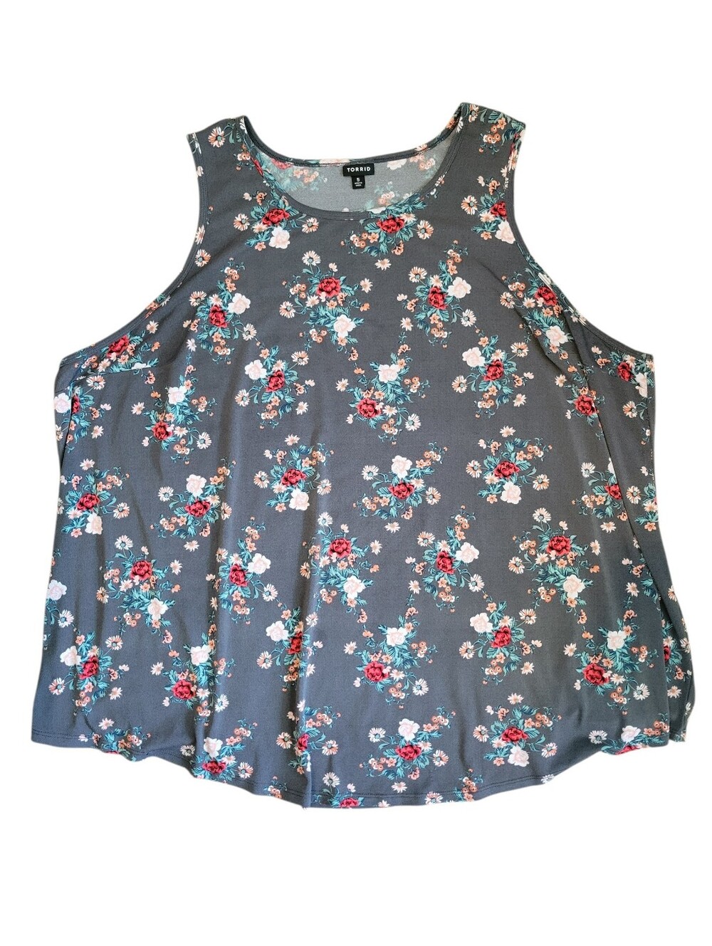 Torrid Gray Floral Crepe Tank Top Plus Size 5 5x - Picture 3 of 8